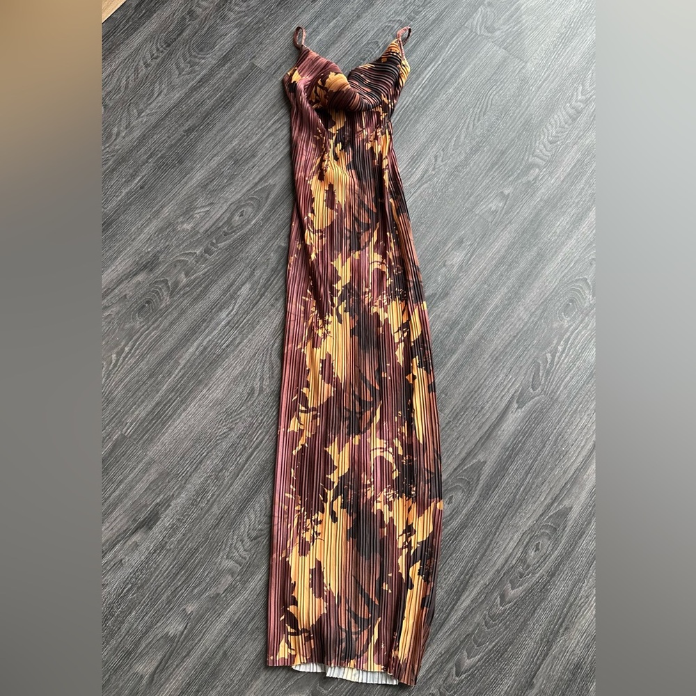 Multicolor Pleated Maxi Dress
